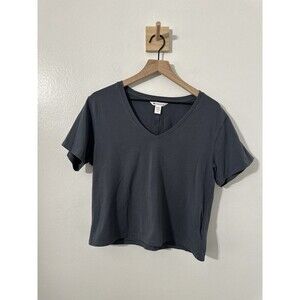 Athleta Women’s Blue Grey Boxy V-Neck Short Sleeve T-Shirt Athletic Casual Med
